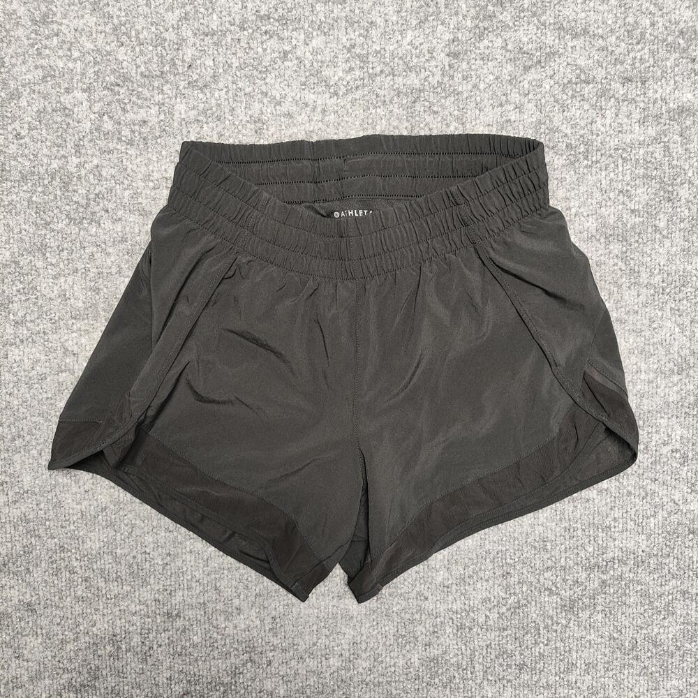 Athleta Shorts Womens 2XS Black Mesh Racer Run 4" Running Lined Athletic